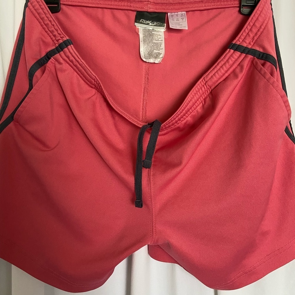 REEBOOK Shorts, Size-M, Salmon Pink w/Dark Accents & Ties at Waist, Lightly Used - Picture 1 of 12